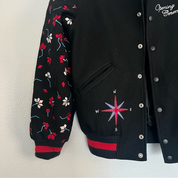 Opening Ceremony Appalachian Trail Embroidered Varsity Jacket in Black Red Small - Picture 3 of 5